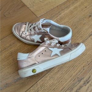 Golden Goose-Girls Rose Gold Star Accent Sneakers - White Star Detail